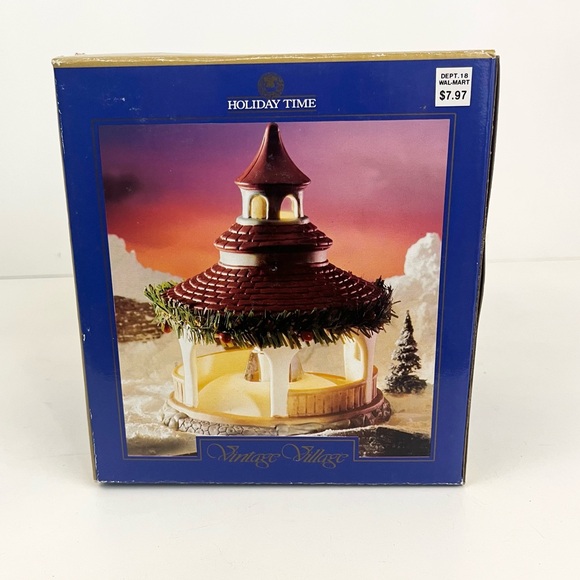 Holiday Time Vintage Village Hand Painted Porcelain Light Up Gazebo New In Box - Picture 5 of 14